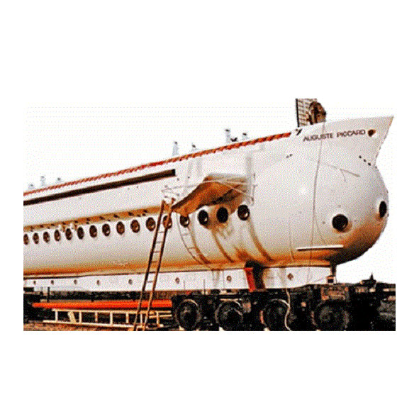 Old photograph of a submarine on land