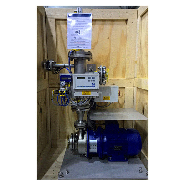 Filter-pump-motor unit in wooden crate